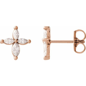 Pia Natural Rose Gold 2 Prong Studs Diamond Earrings