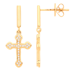 Christa Natural Yellow Gold Drop Diamond Earrings