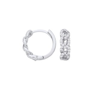 Angel Natural White Gold Hoop Diamond Earrings