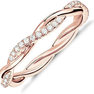 Elvie Lab-Created Rose Gold Prong Eternity Diamond Rings