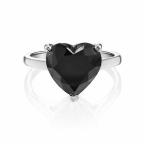 Zeonna Silver 3 Prong Black Diamond Engagement Ring