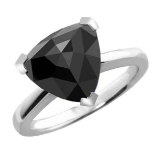 Graceline Silver 3 Prong Black Diamond Engagement Ring