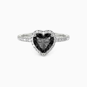 Filomina Black Diamond 3 Prong  Halo Engagement Ring