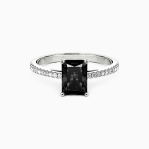 Seezha Black Diamond Silver 4 Prong Side Stone Engagement Ring