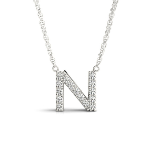 Freddie Lab-Created Prong Set  Diamond Initial Necklace