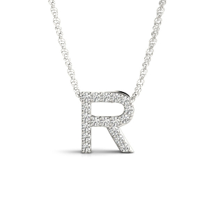 Caleb Lab-Created Prong Set  Diamond Initial Necklace