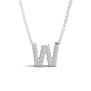 Eli Lab-Created Platinum Prong Set  Diamond Initial Necklace