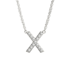 Jacob Lab-Created Platinum Prong Set  Diamond Initial Necklace