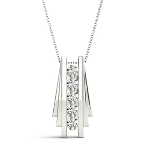 Ardie Lab-Created Diamond White Gold Channel Set Designer Pendant Necklace