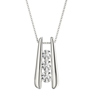 Easton Lab-Created Diamond White Gold Prong Set Designer Pendant Necklace