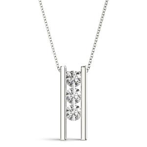 Colton Lab-Created Diamond White Gold Prong Set Designer Pendant Necklace