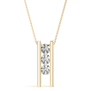 Colton Lab-Created Diamond Yellow Gold Prong Set Designer Pendant Necklace