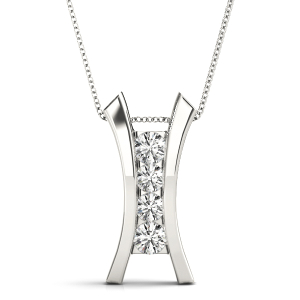 Morley Lab-Created Diamond White Gold Prong Set Designer Pendant Necklace