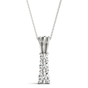 Joshua Lab-Created Diamond White Gold Prong Set Designer Pendant Necklace