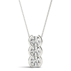 Asher Lab-Created Diamond White Gold Bezel Set Designer Pendant Necklace