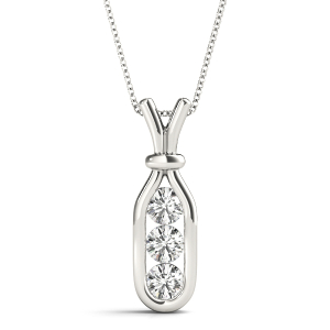 Sam Lab-Created Diamond White Gold Prong Set Designer Pendant Necklace