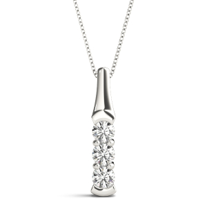 Brandon Lab-Created Diamond White Gold Prong Set Designer Pendant Necklace