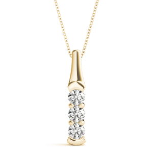 Brandon Lab-Created Diamond Yellow Gold Prong Set Designer Pendant Necklace