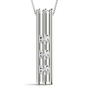 Parry Lab-Created Diamond White Gold Bezel Set Designer Pendant Necklace