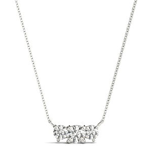 Brian Lab-Created Diamond White Gold Prong Set Designer Pendant Necklace