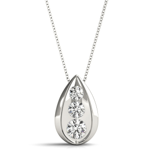 Poet Lab-Created Diamond White Gold Prong Set Designer Pendant Necklace