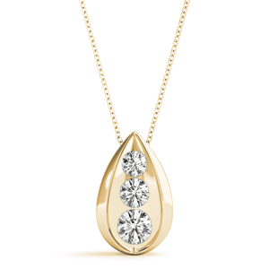 Poet Lab-Created Diamond Yellow Gold Prong Set Designer Pendant Necklace