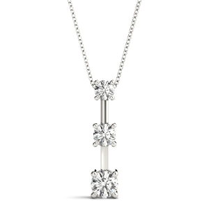 Zeus Lab-Created Diamond White Gold Prong Set Designer Pendant Necklace