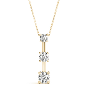 Zeus Lab-Created Diamond Yellow Gold Prong Set Designer Pendant Necklace