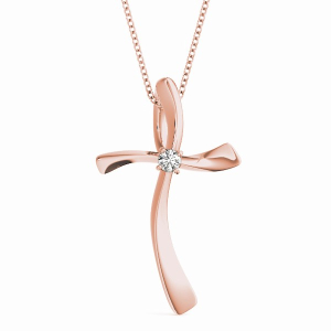 Skylar Lab-Created Diamond Rose Gold Prong Set Cross Pendant Necklace