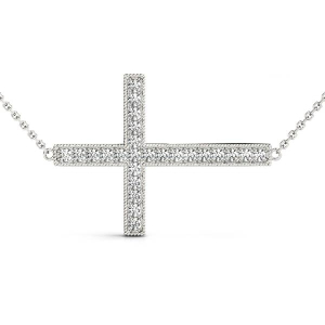 Amari Lab-Created Diamond White Gold Channel Set Cross Pendant Necklace