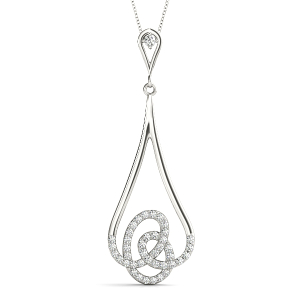 Shiloh Lab-Created Diamond White Gold Bezel Set Designer Pendant Necklace