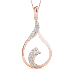 Ryker Lab-Created Diamond Rose Gold Prong Set Designer Pendant Necklace