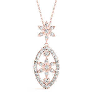 Bentley Lab-Created Diamond Rose Gold Prong Set Designer Pendant Necklace