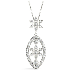 Bentley Lab-Created Diamond White Gold Prong Set Designer Pendant Necklace