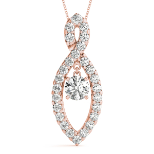 Adam Lab-Created Diamond Rose Gold Bezel Set  Designer Pendant Necklace