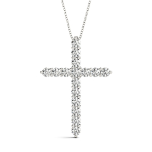 Daniel Lab-Created Diamond Rose Gold Prong Set Cross Pendant Necklace