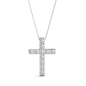 Miles Lab-Created Diamond Rose Gold Prong Set Cross Pendant Necklace