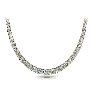 Vriha Natural Yellow Gold 4 Prong Set Diamond Necklace