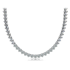 Varenya Natural Silver 3 Prong Set Diamond Necklace