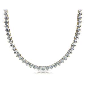 Varenya Natural Yellow Gold 3 Prong Set Diamond Necklace