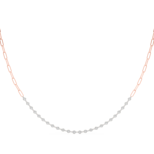 Vallery Natural Rose Gold Bezel Set Diamond Necklace