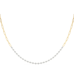 Vallery Natural Yellow Gold Bezel Set Diamond Necklace