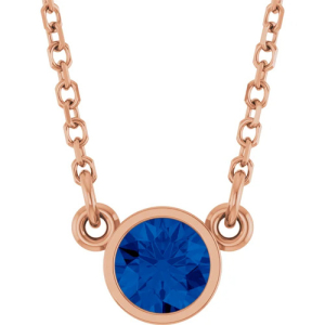 Pamelyn Blue Sapphire Rose Gold Bezel Set 