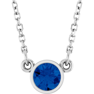 Pamelyn Blue Sapphire White Gold Bezel Set 