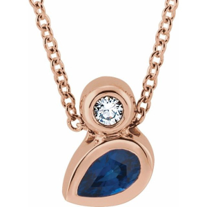 Pansie Blue Sapphire Rose Gold Bezel Set 