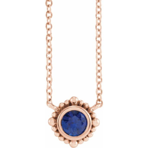 Parama Blue Sapphire Rose Gold Bezel Set 