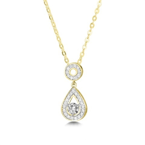 Trevina Natural Diamond Yellow Gold Prong Set Drop Pendants Necklaces