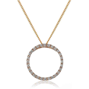 Philberta Natural Diamond Rose Gold Shared Prong Circle Pendants Necklaces