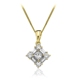 Tulun Natural Diamond Yellow Gold 4 Prong Delicate Pendants Necklaces