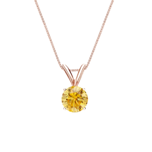 Tycia Rose Gold 4 Prong Yellow Diamond Pendants Necklaces